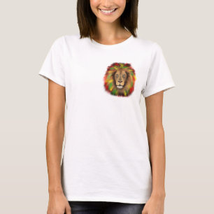 Rasta-Löwenkopf rot gelb grün Zeichnung Jamaika T-Shirt