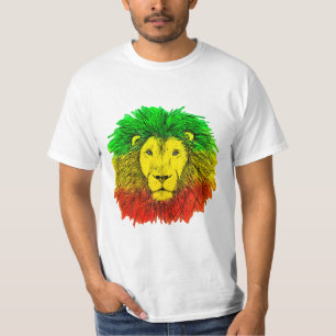 Rasta-Löwenkopf rot gelb grün Zeichnung Jamaika T-Shirt