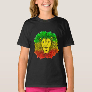 Rasta-Löwenkopf rot gelb grün Zeichnung Jamaika T-Shirt