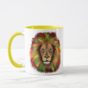 Rasta-Löwenkopf rot gelb grün Zeichnung Jamaika  Tasse