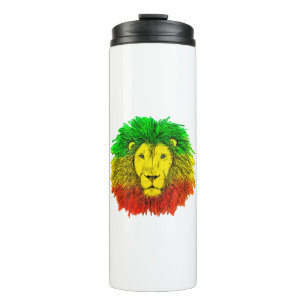Rasta-Löwenkopf rot gelb grün Zeichnung Jamaika  Thermosbecher