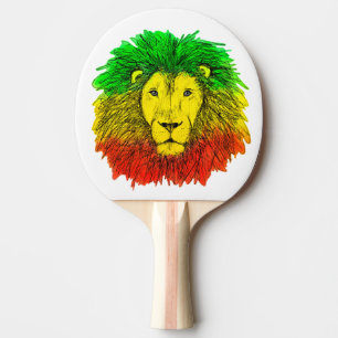 Rasta-Löwenkopf rot gelb grün Zeichnung Jamaika  Tischtennis Schläger