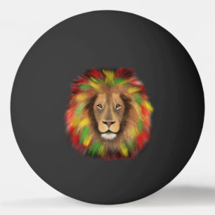 Rasta-Löwenkopf rot gelb grün Zeichnung Jamaika Tischtennisball