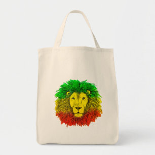 Rasta-Löwenkopf rot gelb grün Zeichnung Jamaika  Tragetasche