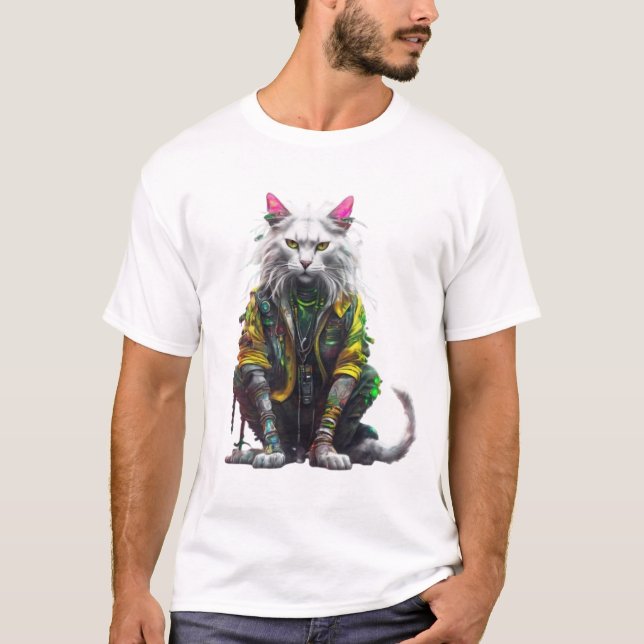 Rasta Neon Cat T-Shirt (Vorderseite)