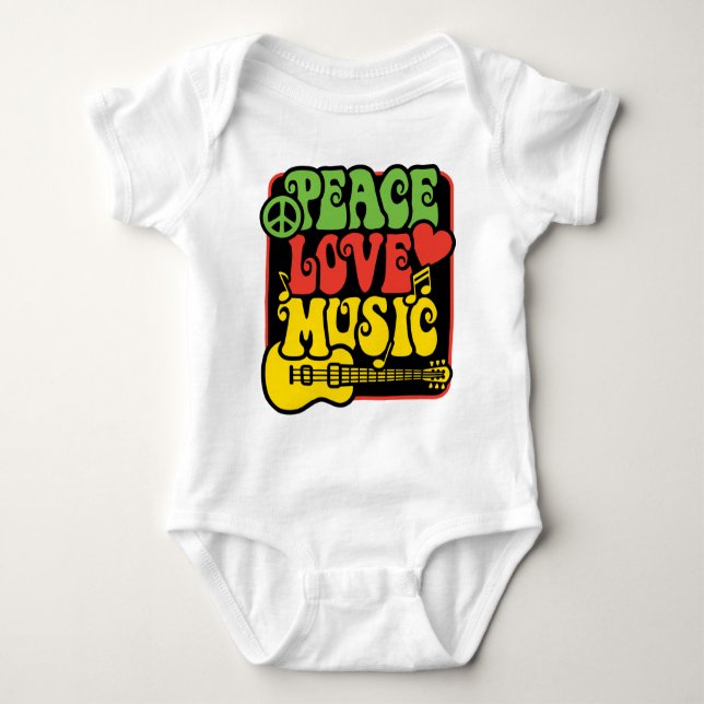 Rasta Peace Liebe Music Baby Strampler (Vorderseite)