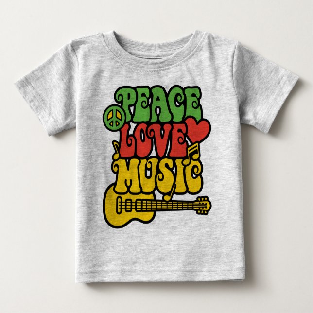 Rasta Peace-Liebe-Music Baby T-shirt (Vorderseite)