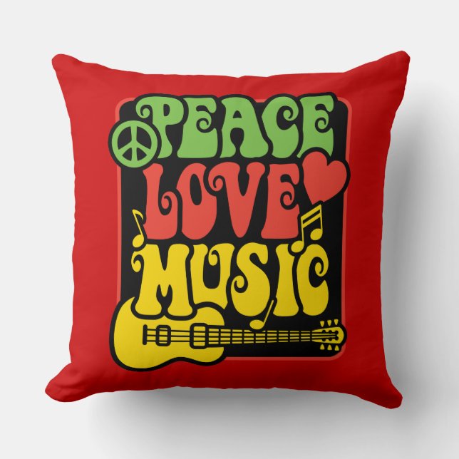 Rasta Peace Liebe Music Kissen (Vorderseite)