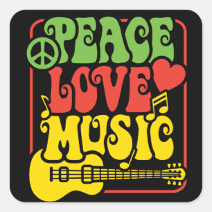 Rasta Peace Liebe Music Quadratischer Aufkleber