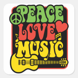 Rasta Peace-Liebe-Music Quadratischer Aufkleber