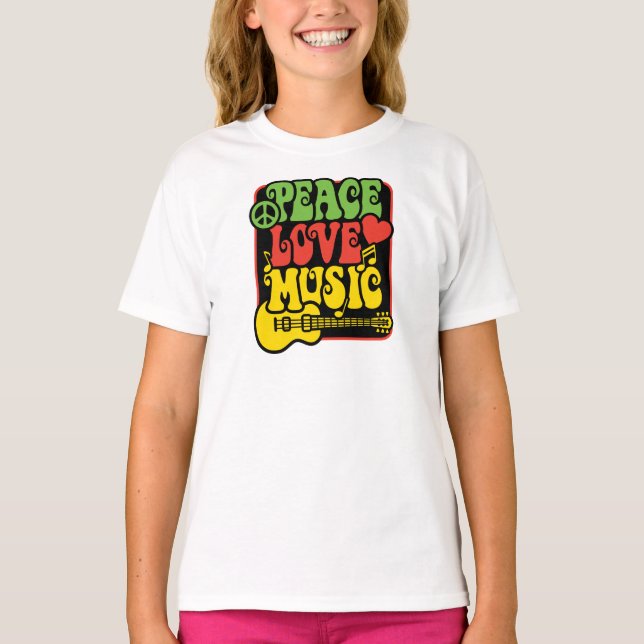 Rasta PEACE-LIEBE-MUSIC T-Shirt (Vorderseite)