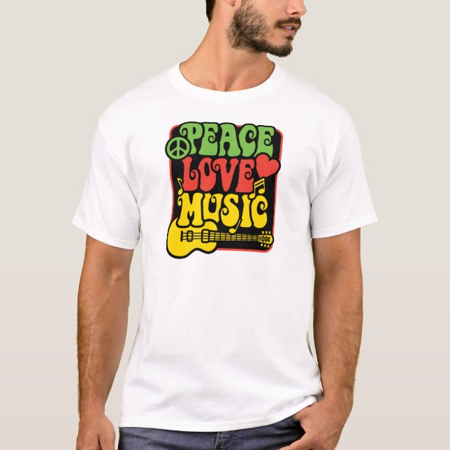 Rasta PEACE-LIEBE-MUSIC T-Shirt (Vorderseite)