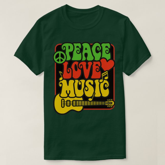 Rasta Peace Liebe Music T-Shirt (Design vorne)