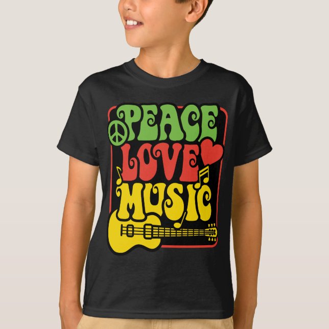 Rasta PEACE-LOVE-MUSIC T-Shirt (Vorderseite)