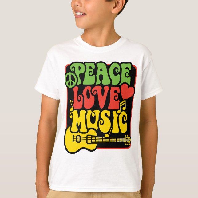 Rasta PEACE-LOVE-MUSIC T-Shirt (Vorderseite)