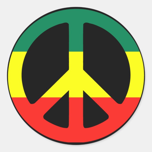 Rasta Peace Sign Runder Aufkleber (Vorderseite)