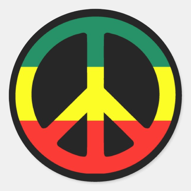 Rasta Peace Sign Runder Aufkleber (Vorderseite)