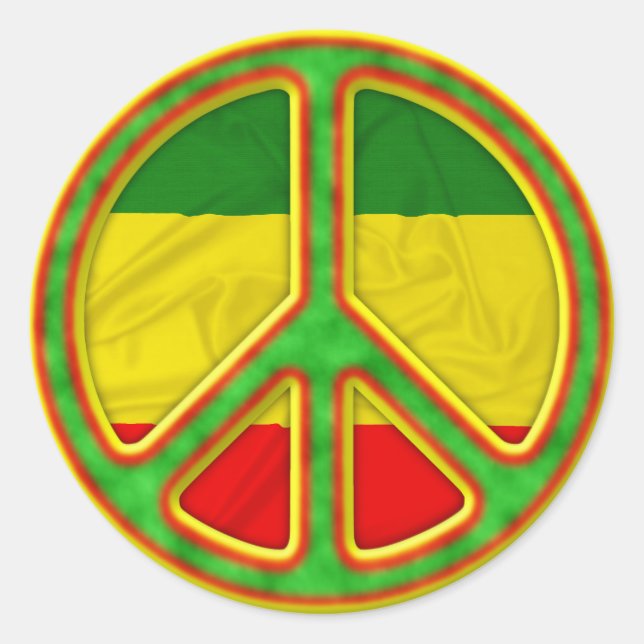 Rasta Peace Symbol Runder Aufkleber (Vorderseite)