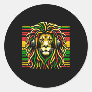 Rasta Raggae Jamaica Lion of Judah Music Headphone Runder Aufkleber