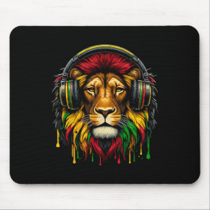 Rasta Raggae Jamaica Musik Kopfhörer Löwe von Juda Mousepad