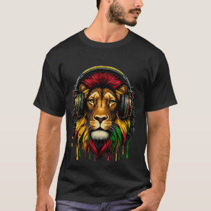 Rasta Raggae Jamaica Musik Kopfhörer Löwe von Juda T-Shirt