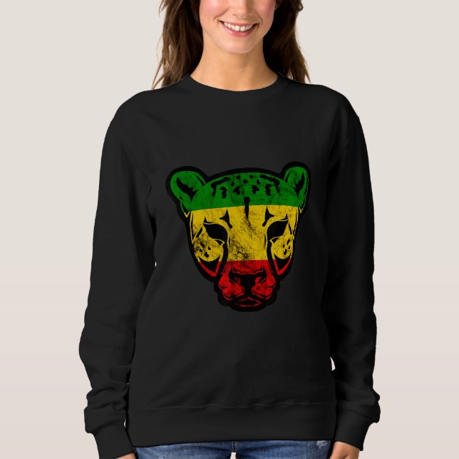 Rasta Reggae Ceetah Jamaican Pride Rastafarian Ang Sweatshirt (Vorderseite)