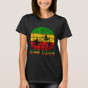 Rasta Reggae Eine Liebe Retro Vintag Sunset Jamaic T-Shirt