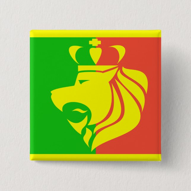 Rasta Reggae-Flagge und Löwe Button (Vorderseite)