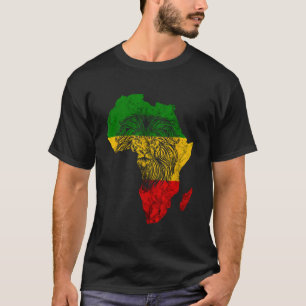 Rasta Reggae Lion of Judah Africa Karte Rastafari T-Shirt