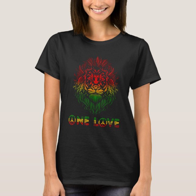 Rasta Reggae Lion of Judah Jamaica Rastafari Roots T-Shirt (Vorderseite)