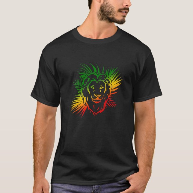 Rasta Reggae Lion of Judah Rastafarian Rastafari T-Shirt (Vorderseite)