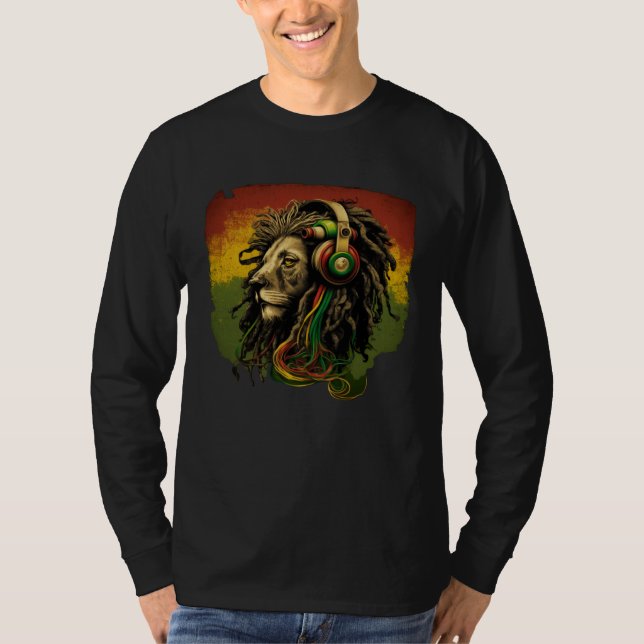 Rasta Reggae Lion Of Judah Rastafarian Roots Regga T-Shirt (Vorderseite)