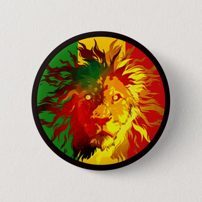 rasta Reggae-Löweflagge Button (Vorderseite)