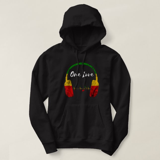 Rasta Reggae Music Headphones Jamaican Pride One L Hoodie (Design vorne)