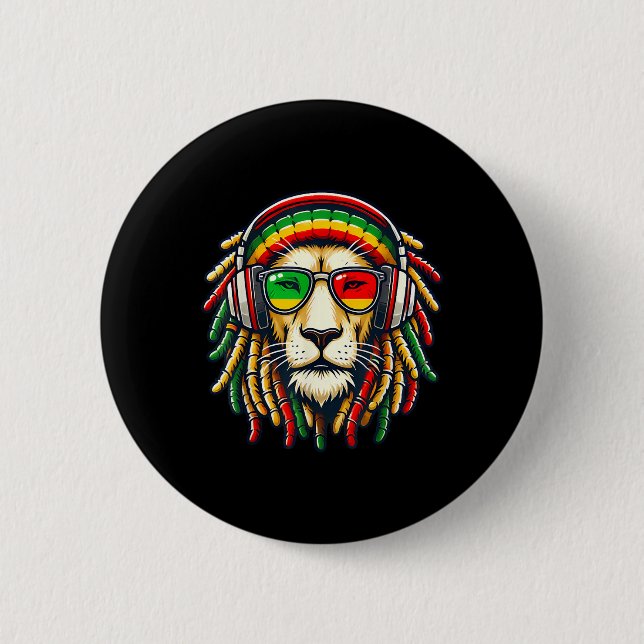 Rasta Reggae Music Lion Jamaica Button (Vorderseite)