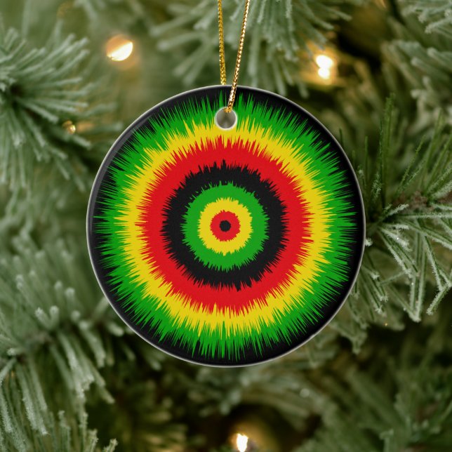 Rasta Reggae Musik Tie Dye Zielscheibe Keramik Ornament (Baum)