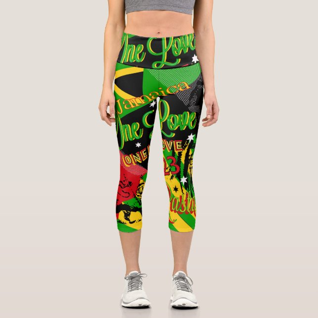 Rasta Reggae Party Hochwaisted Capris (Vorderseite)