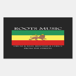 Rasta - Roots Music Ethiopia Flag Lion of Judah Rechteckiger Aufkleber