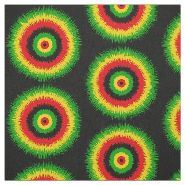 Rasta Rot Gelb Grün Tie Dye Kreise Muster Stoff (Muster)