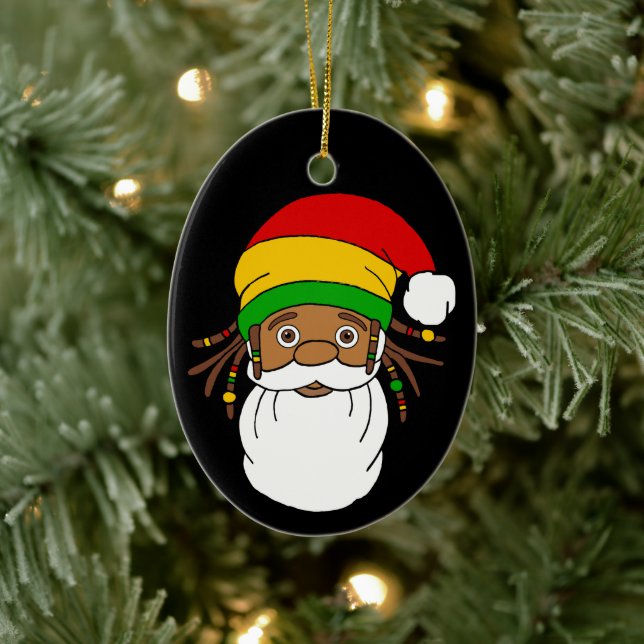 Rasta Santa Claus Christmas Keramik Ornament (Baum)