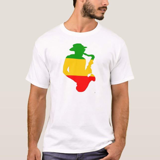 Rasta Saxophon T-Shirt (Vorderseite)