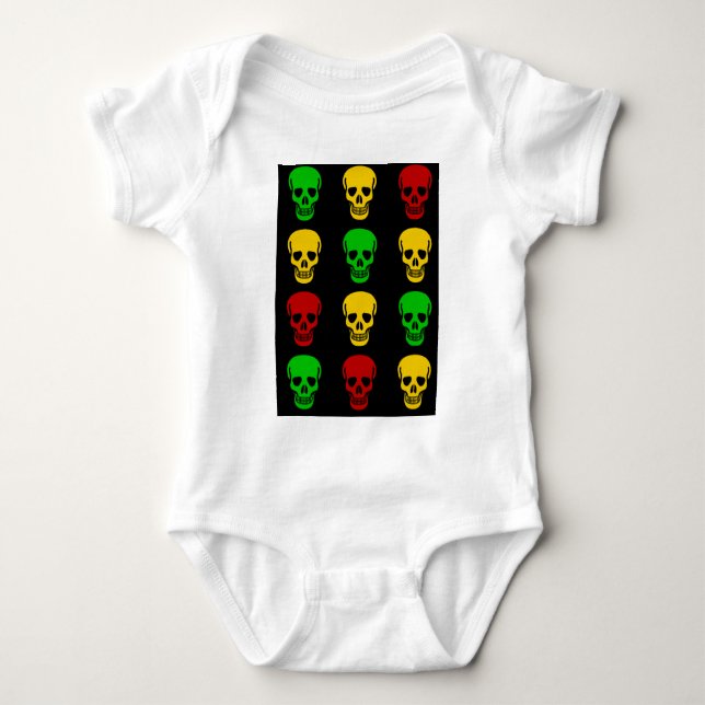 Rasta Schädel Baby Strampler (Vorderseite)