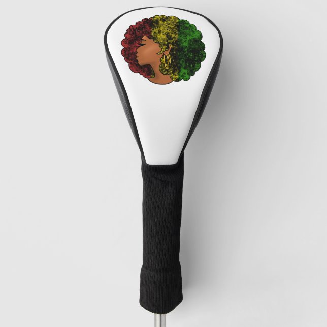 Rasta schwarze Frau in rot-gelb-grün Golf Headcover (Vorderseite)