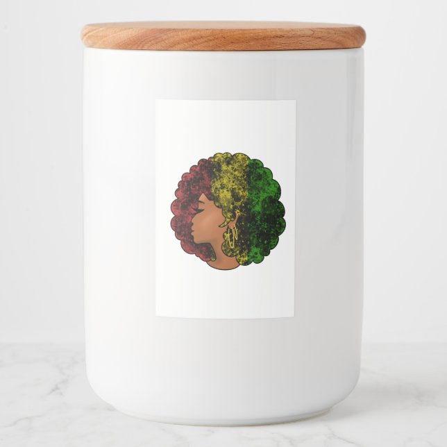 Rasta schwarze Frau in rot-gelb-grün Lebensmitteletikett (Vorderseite)