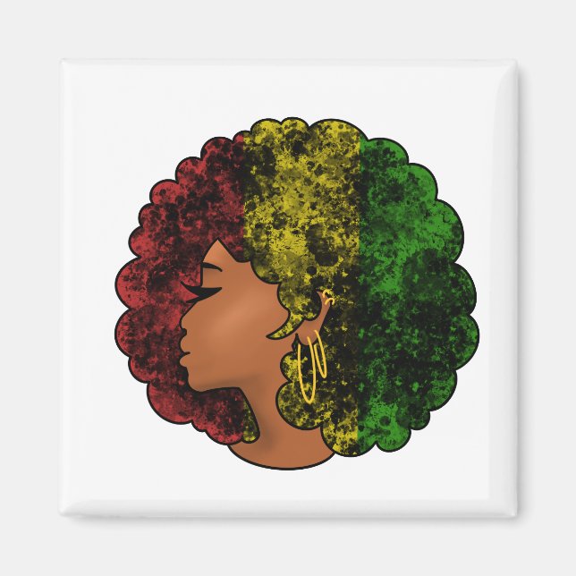 Rasta schwarze Frau in rot-gelb-grün Magnet (Vorne)