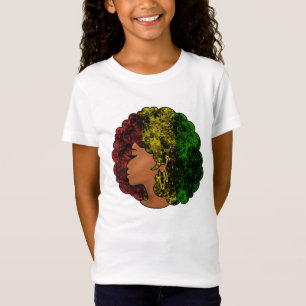 Rasta schwarze Frau in rot-gelb-grün T-Shirt