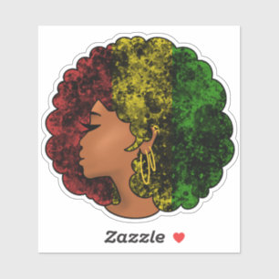 Rasta Schwarze Mädchen Frau Afro rot gelb grün  Aufkleber