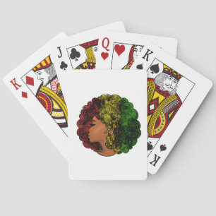 Rasta Schwarze Mädchen Frau Afro rot gelb grün Spielkarten