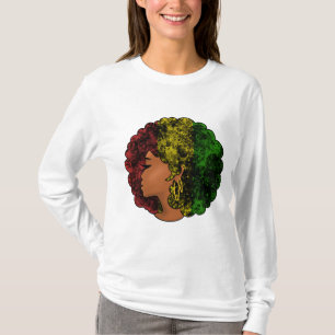 Rasta Schwarze Mädchen Frau Afro rot gelb grün T-Shirt