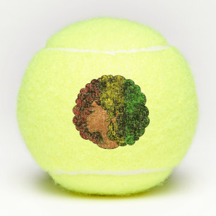 Rasta schwarze Mädchen Frau Afro rot gelb grün  Tennisbälle